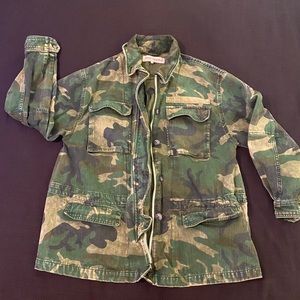Free People camo denim jacket